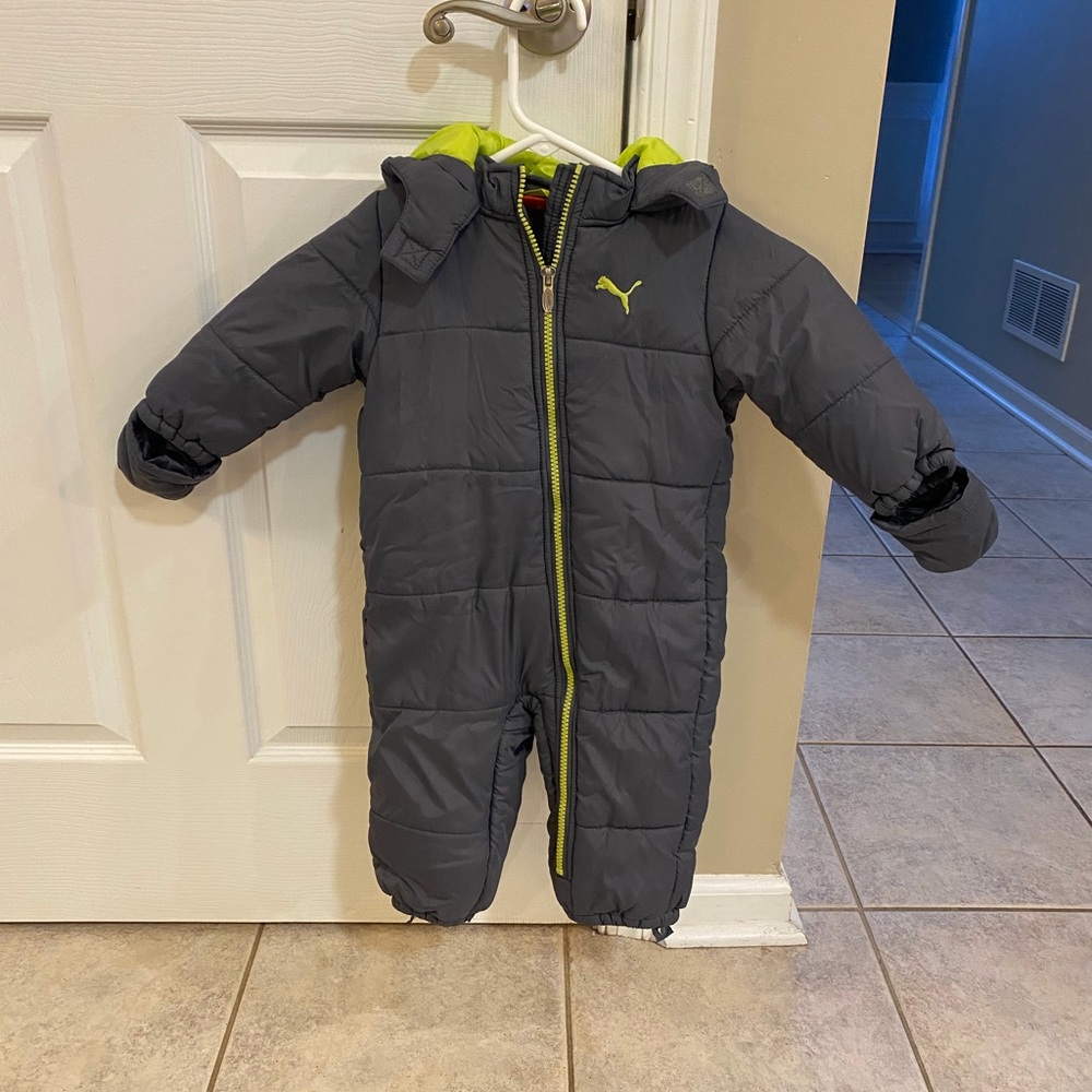 Puma Charcoal and Lime Toddler Snowsuit